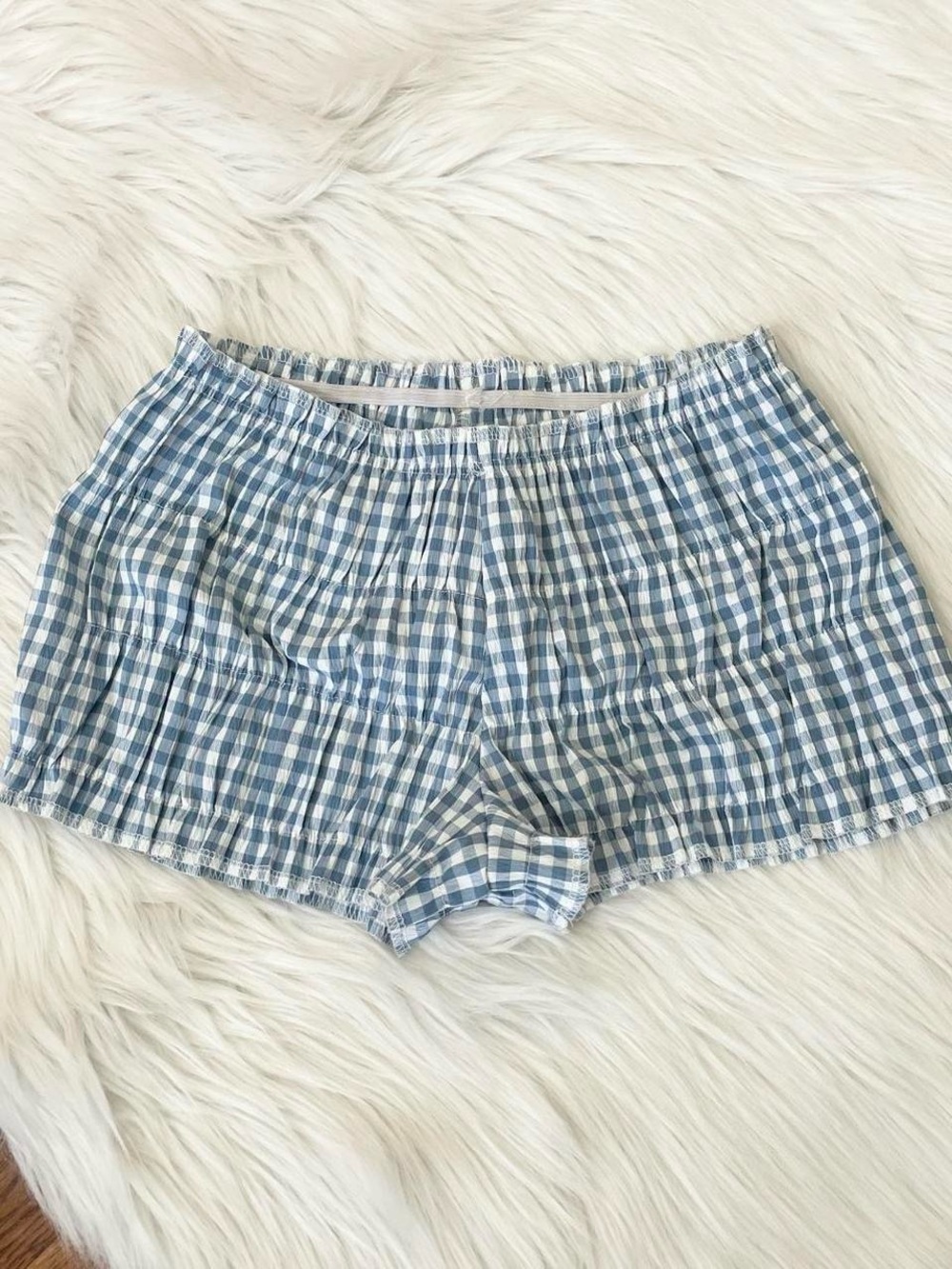 Vintage Y2K Blue and White Gingham Athletic Shorts